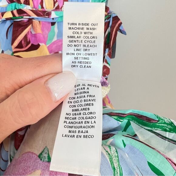 NWT Maggy London Floral Cap Sleeve Cotton Voile Shirt Dress in Ivory Pink sz 8 - Picture 9 of 12